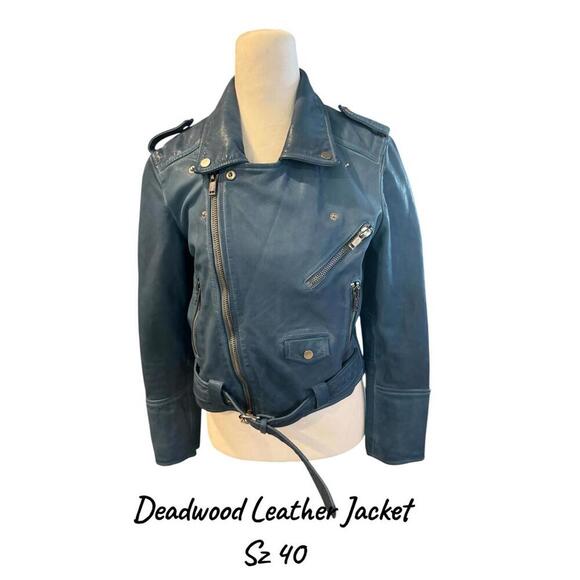 Deadwood Blue Leather Jacket - Size 40 - Picture 1 of 9